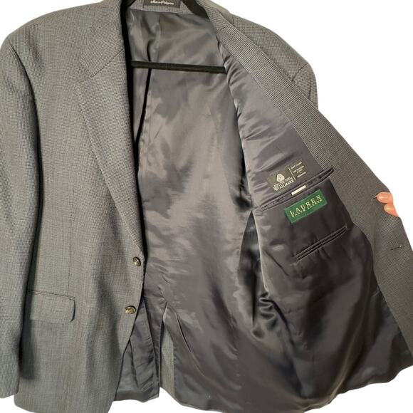 Ralph Lauren Mens 44S 100% WOOL Suit Jacket 2 Button Textured Blazer Navy Blue - Picture 8 of 9